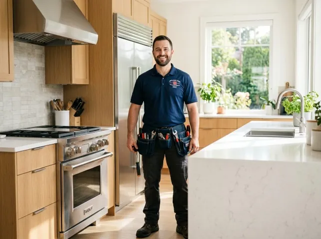 Appliance Repair Hero technician in a Alto, TX kitchen after an appliance repair